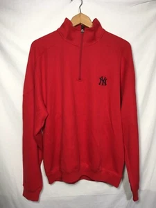 New York Yankees Cutter & Buck Red Orchards 1/4 Zip Sweater Jacket Men's Medium - Picture 1 of 22