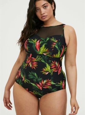 Torrid Tropical Swimsuit Swim Wireless Black Red Green NWT New 00X - Image 1 of 4