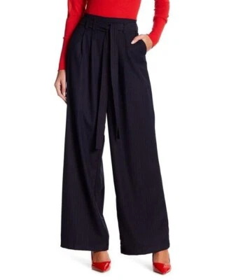 Harlowe & Graham Azul Mujer Rayas Cinturón Pantalones Pequeño Foto 1 de 4