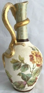 Jarrón jarrón jarrón de urna de porcelana pintado a mano pintado a mano de colección con mango de lagarto - Imagen 1 de 11