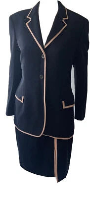 VERSACE CLASSIC V2 NAVY 100% WOOL SKIRT SUIT SIZE 12 VGC USED - Image 1 of 4