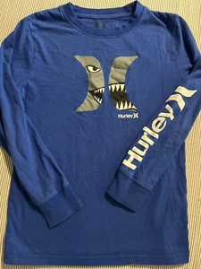 Hurley H Shark Boys Kids Youth L/S Blue T-Shirt Size Small        32 - Picture 1 of 2