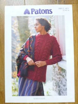 PATONS 4971-LADIES' ARAN BOBBLE FAN+CABLE TUNIC-SZ 32-42" KNITTING PATTERN - Image 1 of 3