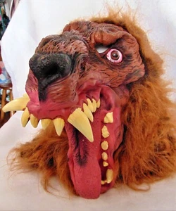 Vintage Halloween Werewolf Mask Latex Rubber Plastic Eyes 13X18" Remus Lupin - Picture 1 of 7