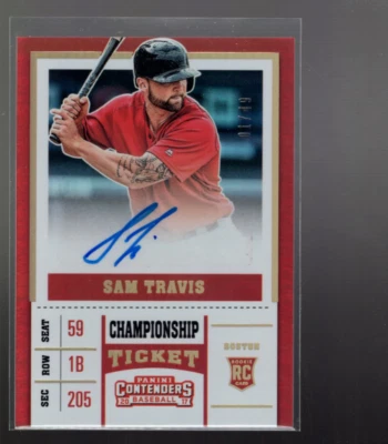 B4563- 2017 Panini Contenders Rookie Championship Ticket #23 Sam Travis Auto /49 - Image 1 of 2