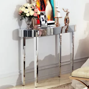 Glam Mirrored Console Table Silver Entryway Hall Table Vanity Table Furniture AU - Picture 1 of 14