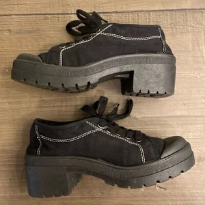 Chinese Laundry chunky platform canvas sneakers w/white contrast stitching Sz 10 - Picture 1 of 9