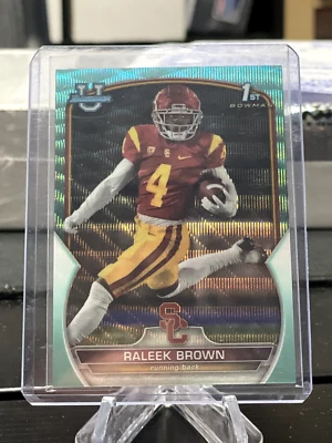 2022 BOWMAN CHROME UNIVERSITY RALEEK BROWN AQUA WAVE /299 USC - Image 1 of 2