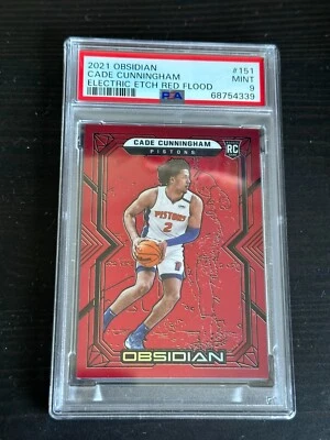 2021 Obsidian Cade Cunningham Tmall Electric Etch Red Flood #151 PSA 9 Rookie RC - Image 1 of 2