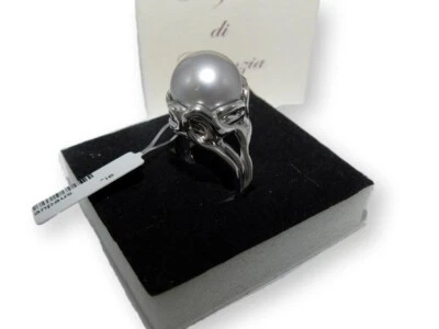 Anello donna con perla Naturale Regolabile in Argento da 925 di oro 18 kt placc - Immagine 1 di 4