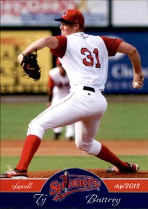 2013 Lowell Spinners Grandstand #7 Ty Buttrey Matthews North Carolina NC Card