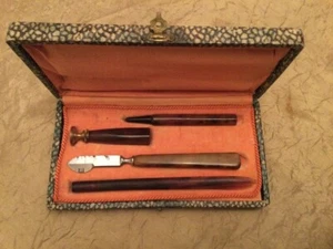 20th Century Set Of 4 Pcs Necessary Writing Office Art Deco In Its Box Old Rare - Picture 1 of 3