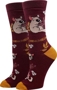 Calcetines crew para mujer Chinchillin' talla 9-11 calcetín puerto novedad mascota moda nuevos - Imagen 1 de 1