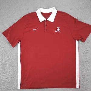 Nike Alabama Crimson Tide Polo Shirt Mens XL Red w/ White Collar Dri-Fit - Picture 1 of 24