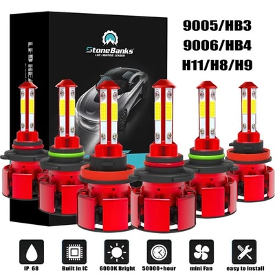 For Honda Accord Sedan 4-Door 2006-2012 LED Headlight High/Low + Fog Light Bulbs - Imagem 1 de 4