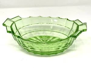 Indiana Tea Room Green Uranium Depression Glass Oval Vegetable Bowl - Picture 1 of 7