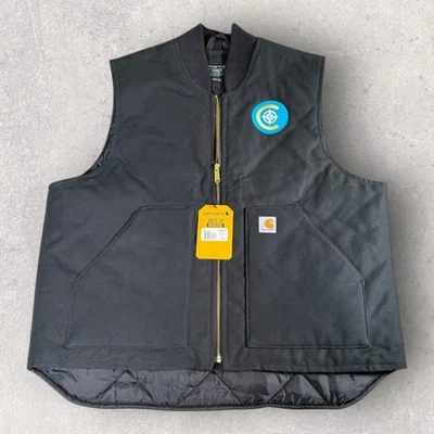Carhartt V01-BLK Insulated Relaxed Fit Rib Collar Gilet Work Duck Vest XL Logo - Image 1 of 4