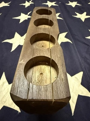 At Home Wooden 4 Hole Sugar Mold & Stand Votive Candle Holders Primitive Rustic - Image 1 of 4