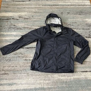 Marmot Jacket Size Large Black PreCip Eco Hooded Rain Coat Windbreaker READ - Picture 1 of 12