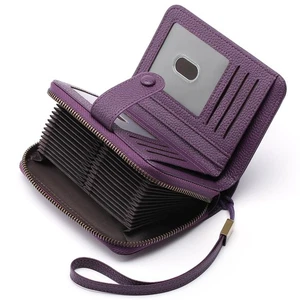 Leather Credit Card Holder Wallet for Women RFID Blocking Large Capacity Bifo... - Picture 1 of 7