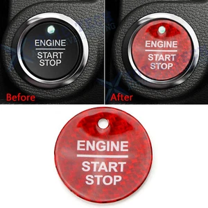 For Ford F-150 Red Real Carbon Fiber Engine Ignition Start Stop Button Decal 1pc - Foto 1 di 10