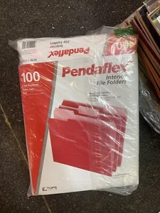 Pendaflex Interior File Folders 1/3 Cut Top Tab Letter Red 100/Box 421013RED - Picture 1 of 1