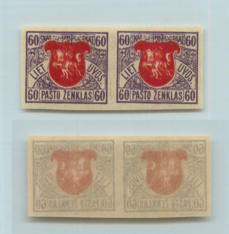 Lituania 1919 SC 56 MNH par horizontal imperfecto. g1474 Foto 1 de 1