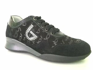 SCARPE SNEAKERS CASUAL BAMBINA BYBLOS JUNIOR 3168 PELLE NERO ORIGINALE AI NEW - Picture 1 of 6