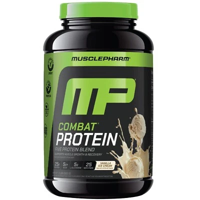 Proteína en polvo MusclePharm Combat - 2 lb, 25 porciones, vainilla Foto 1 de 4