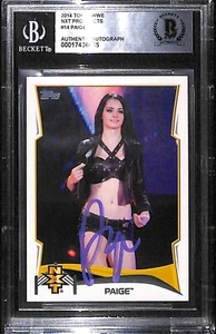 PAIGE AUTO'D SIGNED 2014 TOPPS WWE NXT PROSPECTS RC CARD 14 BAS COA AEW SARAYA - Picture 1 of 3