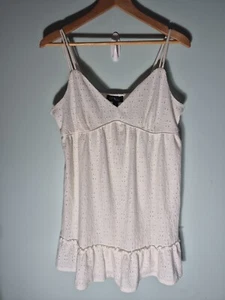 BCX Dress Womens X Large Y2K Babydoll Boho Coquette White Eyelet Western Cottage - Picture 1 of 8