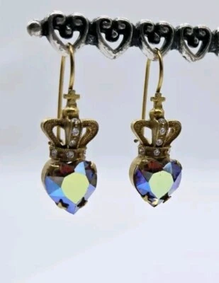 Pendientes perforados corona KIRKS FOLLY tono dorado gancho vintage raros Foto 1 de 4