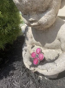 Gigantic Chunky Natural Ruby Stone Crystal Sterling Silver Ring 925 Sz 9 Size 9 - Picture 1 of 12