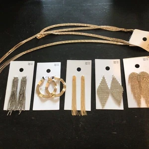 6 neue baumelnde Glitzer Strass elegante Ohrringe Halskette - Bild 1 von 5
