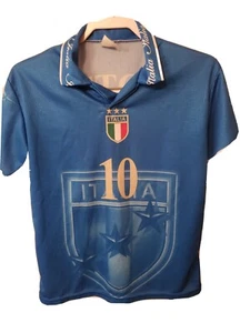 Italia Soccer Football Jersey Size YXL Tee Shirt Blue Totti 10 V Neck Polyeste   - Picture 1 of 5