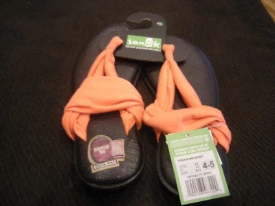 Nuevas Chanclas Niñas Naranja Sanuk Yoga Sling Burst, 4/5 Foto 1 de 3