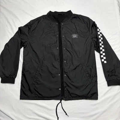 Vans “Off The Wall” Black Nylon Button Up Windbreaker Jacket Men Size 2XL - Image 1 of 4