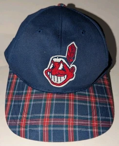 Cleveland Indians Chief Wahoo Plaid OC Outdoor Cap Snapback Hat Vintage MLB EUC - Picture 1 of 7