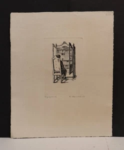 Karl Hannusch (1881-1969) - Lectura delante de la librería - Grabado en madera - 4/37 - Imagen 1 de 4