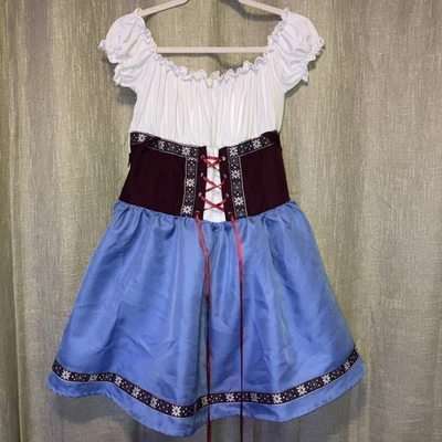 Oktoberfest Bavarian Fraulein Dress Ren Faire Blue Burgundy White Red XL - Image 1 of 4
