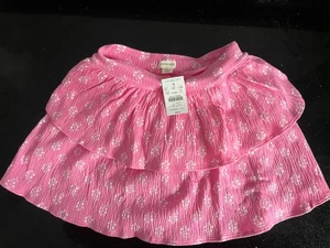 J Crew Crewcuts Girls Sz 6-7 Tiered Smocked Cotton Skirt Pink & White Floral NWT - Picture 1 of 2