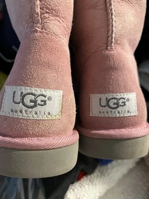 UGG BEAUTIFUL PINK SOFT SUEDE SHEARLING SHEEPSKIN LINED COMFY WARM TALL BOOTS - Image 1 of 4