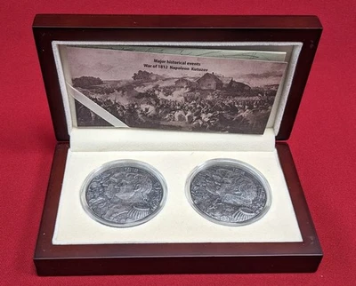 2012 Set 2x2 oz unterschiedliche Napoleon/Kutusow Silber 999 Antique Finish PAMP - Bild 1 von 4