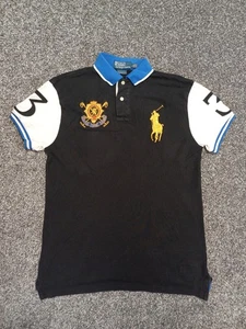 Ralph Lauren Polo Shirt Men Small Black Big Pony Blackwatch Scotland Custom Fit - Picture 1 of 14