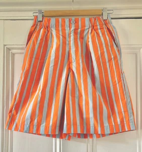 Marimekko Uniqlo Womens Orange Blue Striped Cotton Shorts XS UK 6-8 EU 34-36 NEW - Picture 1 of 10