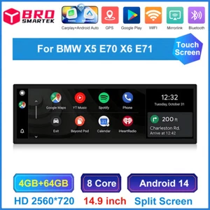 14,9" Android per BMW X5 E70 X6 E71 autoradio GPS navigatore WIFI 4G Carplay 4+64GB - Foto 1 di 14