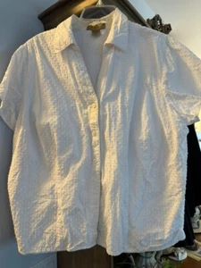 Notations Swiss Dot Bright White Short Sleeve Tops Sz 2x - Picture 1 of 7