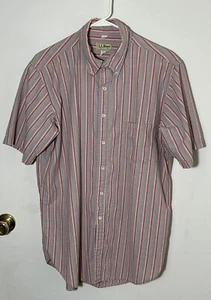 Camicia vintage LL Bean testurizzata ricamata a quadri uomo XL lunga con bottoni manica corta - Foto 1 di 5