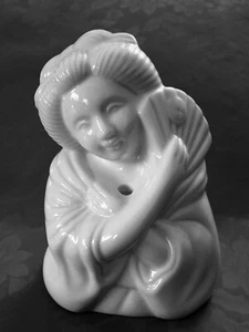 Japanese Geisha Girl Cocktail Glass/Incense Burner/ Bud Vase White Porcelain  - Picture 1 of 6