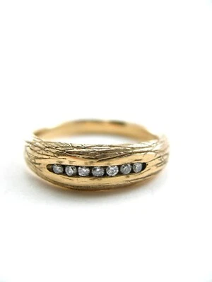 Channel set woodbranch ring - 14 karat yellow gold - handmade wedding ring - Image 1 of 4